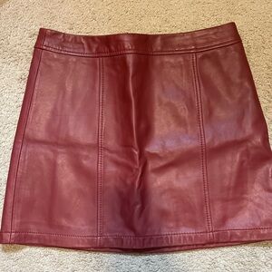 Red Genuine Leather Skirt